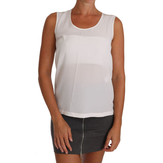Dolce & Gabbana White Silk A-line Sleeveless Blouse T-Shirt Top TSH2670-38