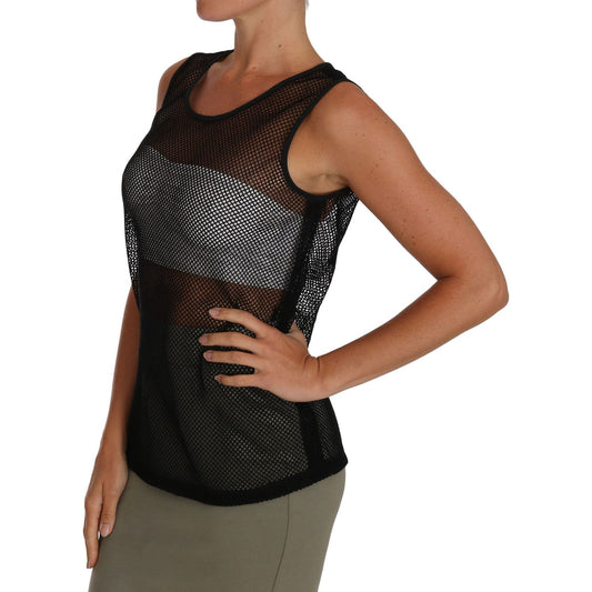 Dolce & Gabbana Elegant Black Mesh Sleeveless Blouse Top Dolce & Gabbana Dark Slate Gray