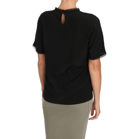 Dolce & Gabbana Elegant Lace Detailed Silk Blouse Dolce & Gabbana Rosy Brown