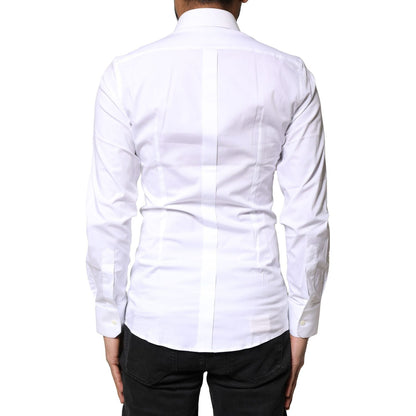 Dolce & Gabbana White GOLD Cotton Long Sleeves Dress Shirt