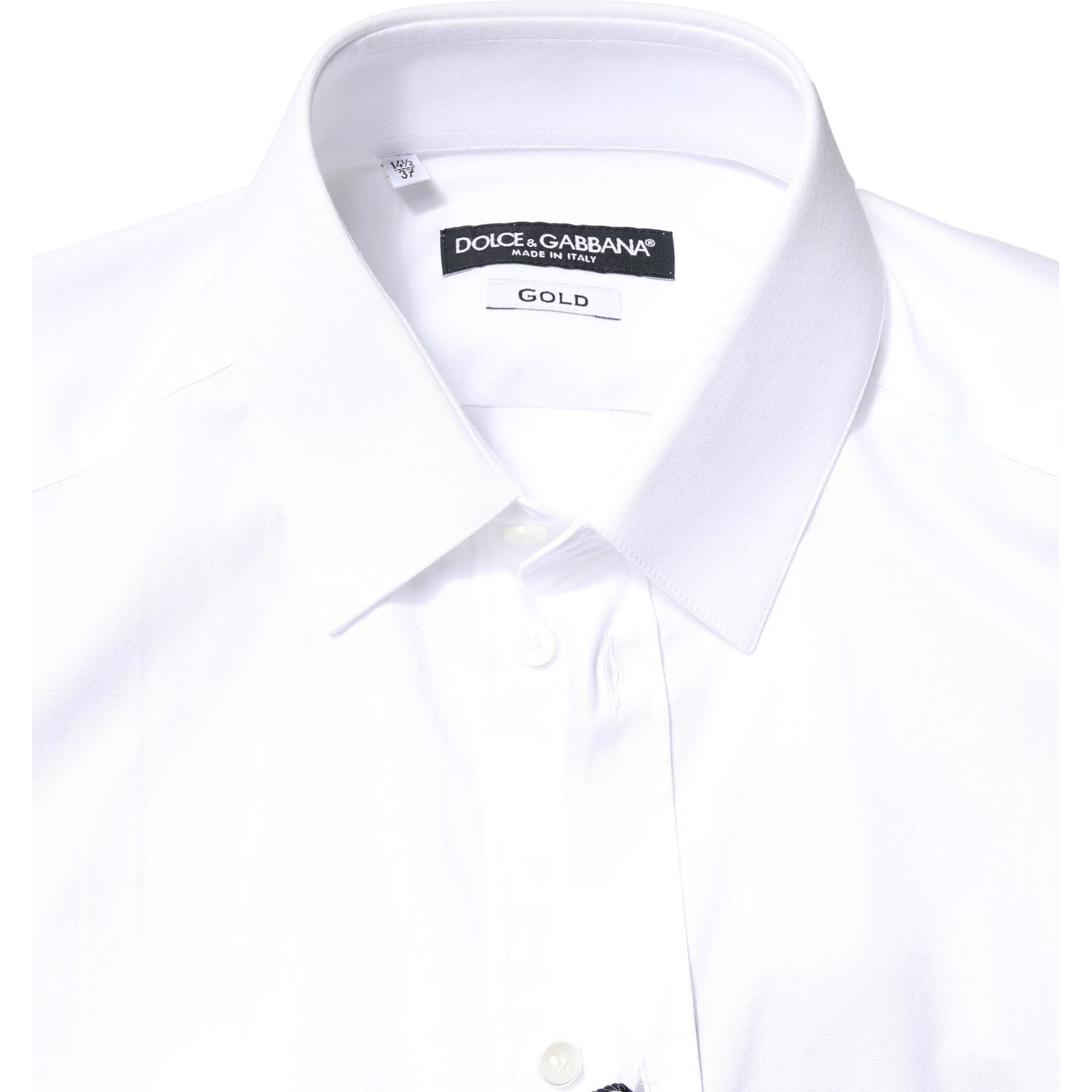 Dolce & Gabbana White GOLD Cotton Long Sleeves Dress Shirt