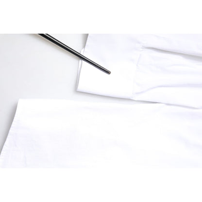Dolce & Gabbana White GOLD Cotton Long Sleeves Men Dress Shirt