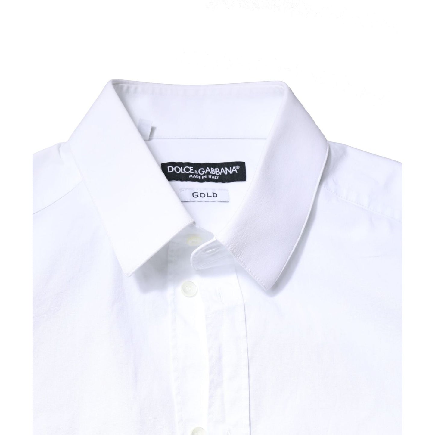 Dolce & Gabbana White GOLD Cotton Long Sleeves Dress Shirt