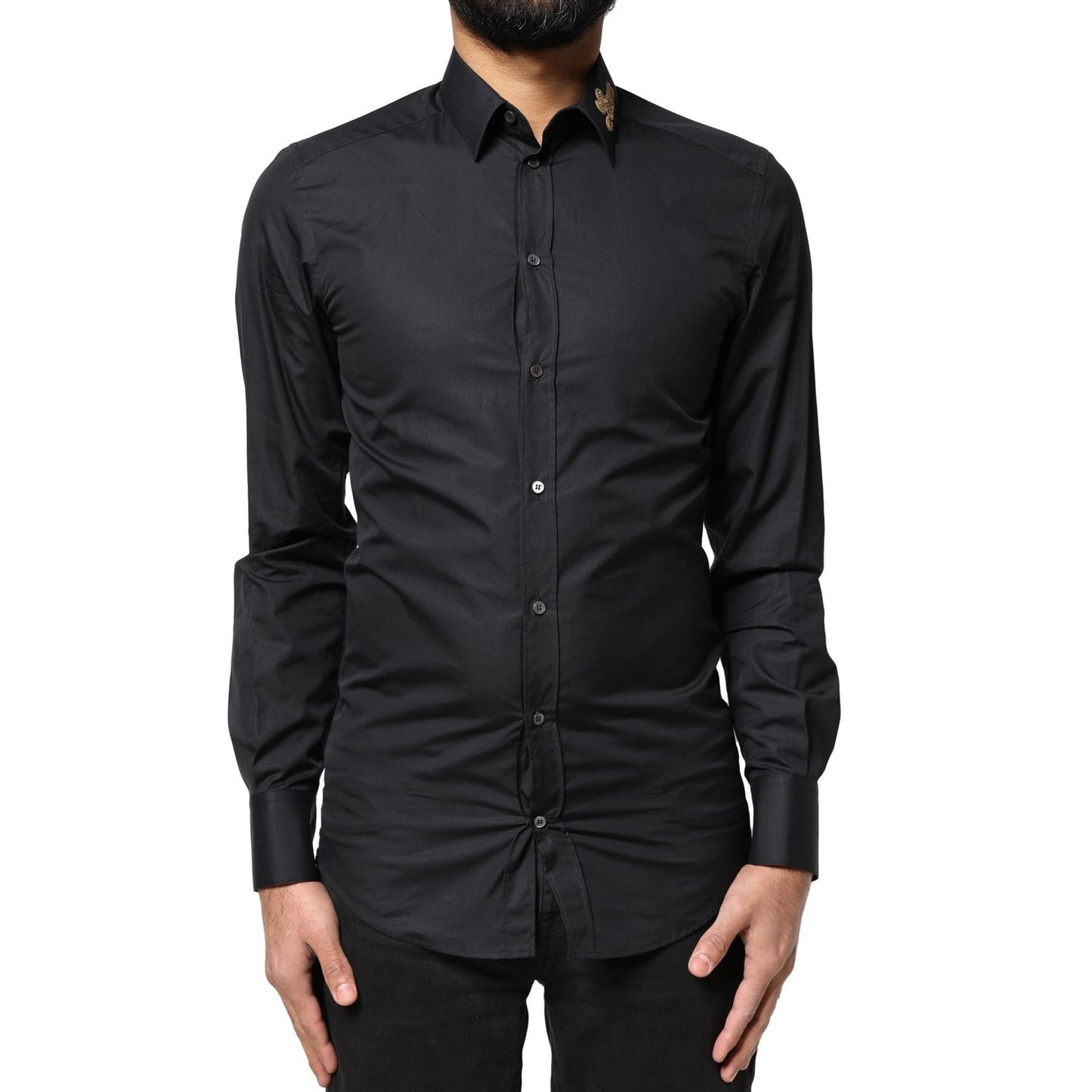 Dolce & Gabbana Black Love Embroidery GOLD Formal Dress Shirt