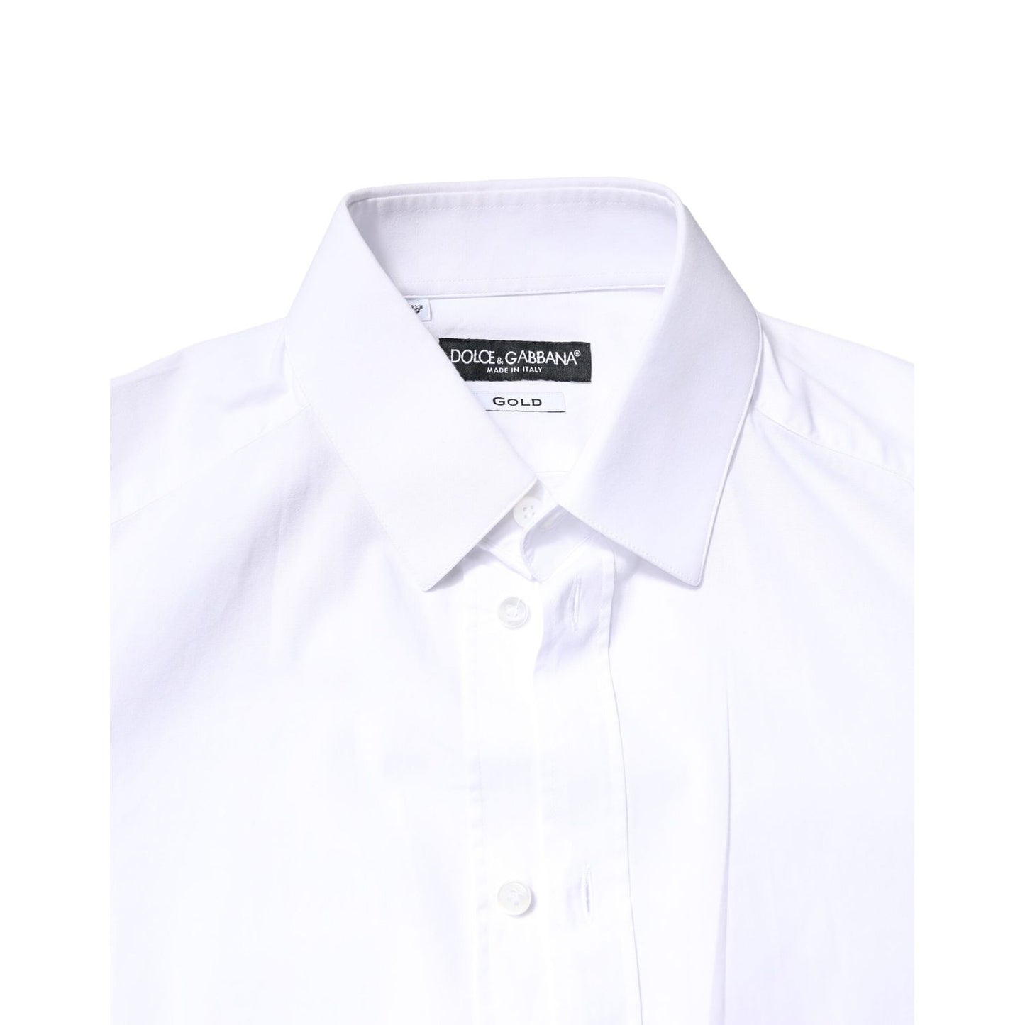 Dolce & Gabbana White GOLD Cotton Long Sleeves Dress Shirt