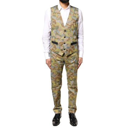 Dolce & Gabbana Multicolor Camouflage SICILIA 3 Piece Suit