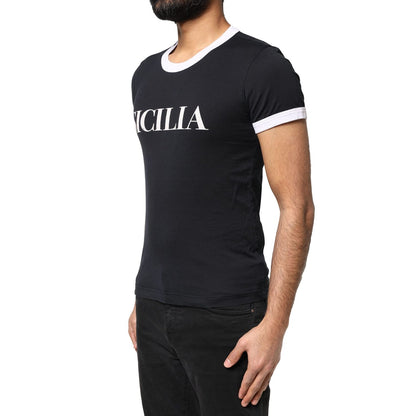 Dolce & Gabbana Black Sicilia Crew Neck Short Sleeve T-shirt