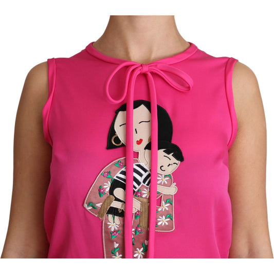 Dolce & Gabbana Elegant Pink Silk Family Tank Top Shirt Dolce & Gabbana Maroon