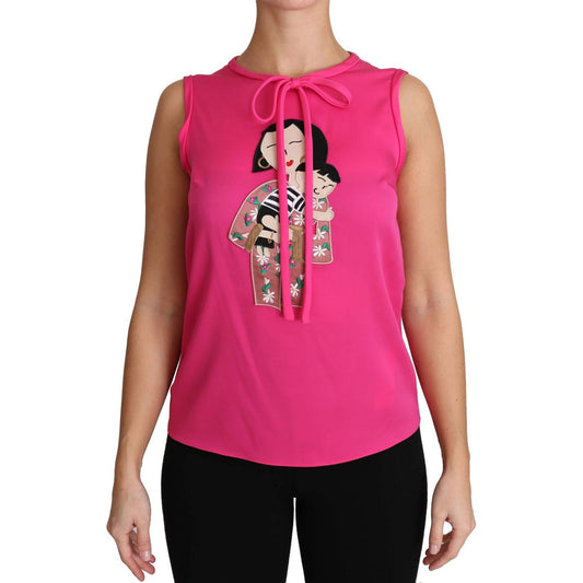 Dolce & Gabbana Elegant Pink Silk Family Tank Top Shirt Dolce & Gabbana Maroon