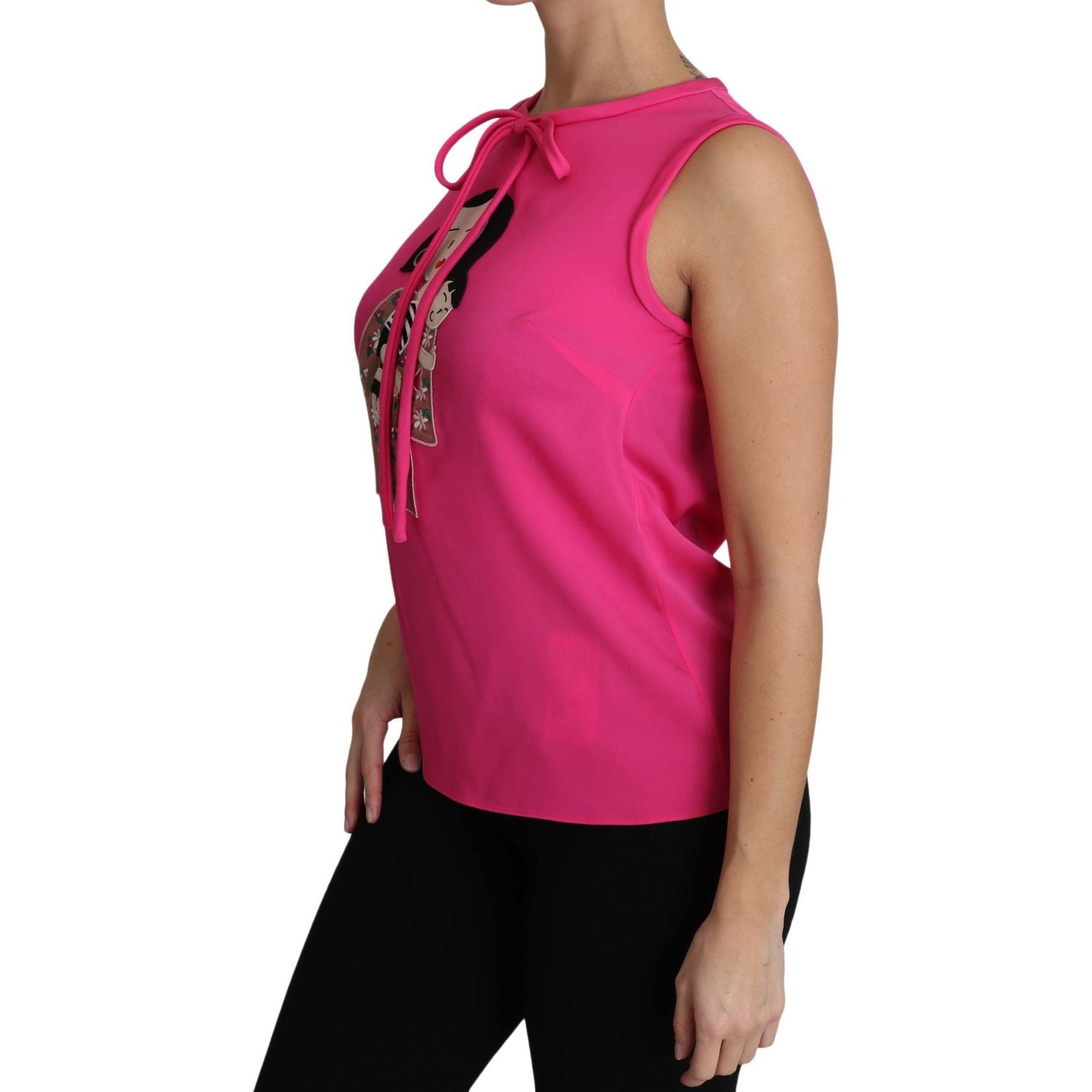 Dolce & Gabbana Pink Family Silk Tank  Mama Blouse Top Shirt