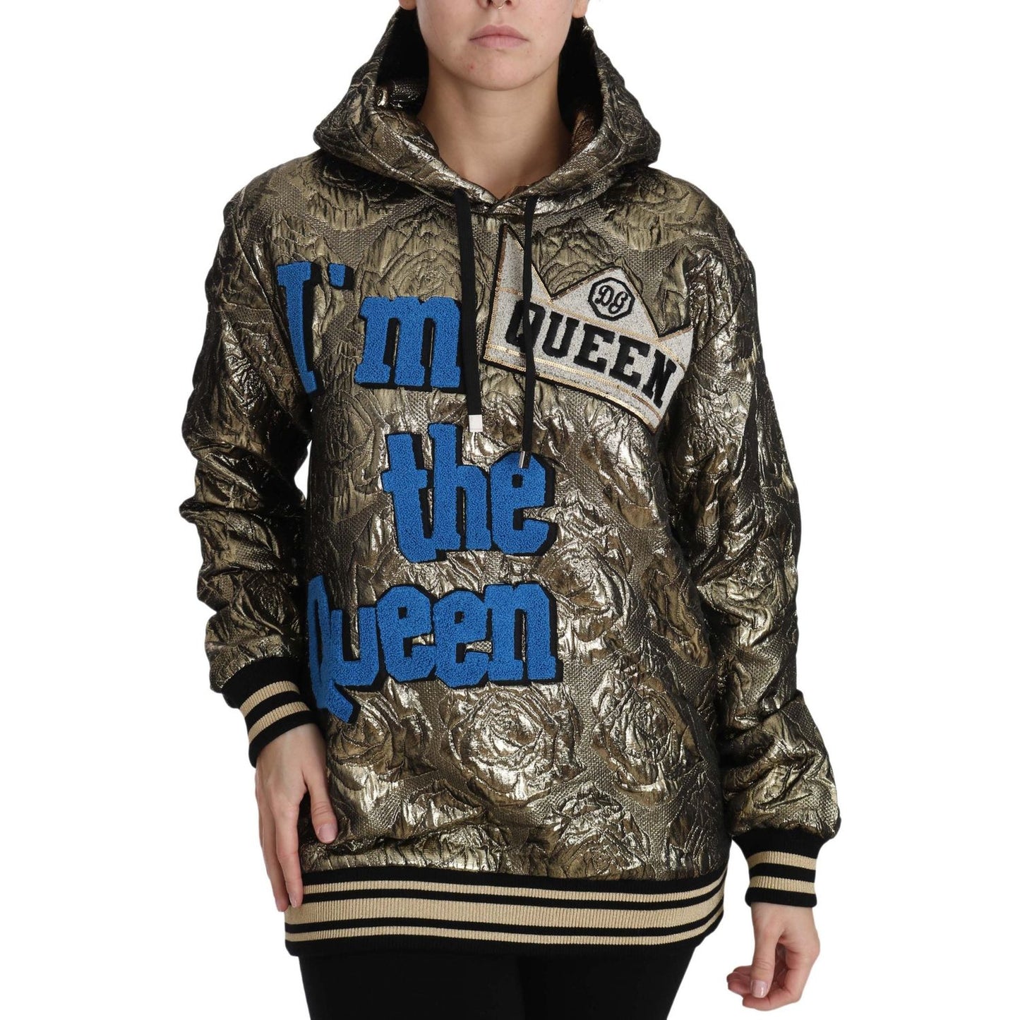 Dolce & Gabbana Im The Queen Jaquard Gold Sweatshirt Hoodie