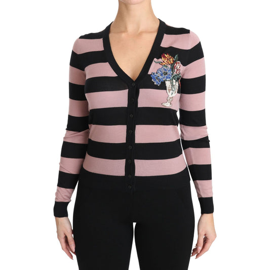 Dolce & Gabbana Elegant Floral Embroidered Cashmere Cardigan Dolce & Gabbana Tan