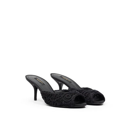 Dolce & Gabbana Black Cotton Mules