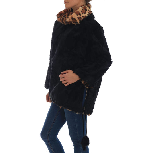 Dolce & Gabbana Elegant Black Lamb Fur Short Coat Dolce & Gabbana Black