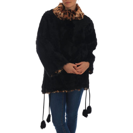 Dolce & Gabbana Elegant Black Lamb Fur Short Coat Dolce & Gabbana Black