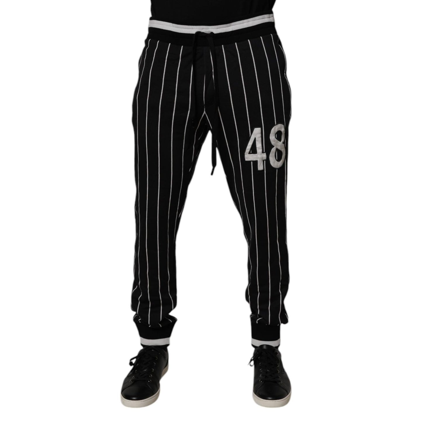 Dolce & Gabbana Black White Stripes Jogger Sweatpants Pants