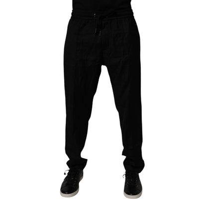 Dolce & Gabbana Black Wool Jogger Sweatpants Pants