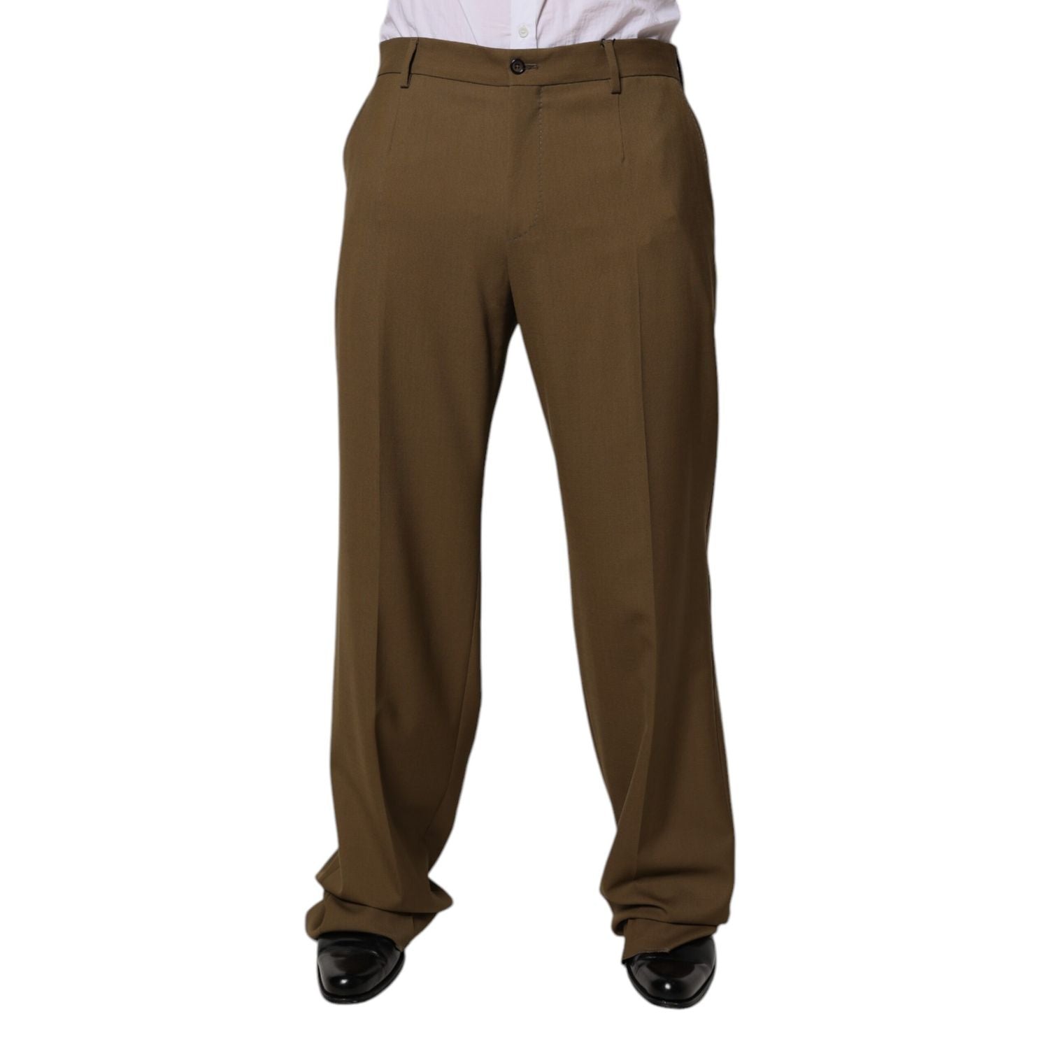 Dolce & Gabbana Brown Wool Straight Formal Dress Pants