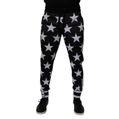 Dolce & Gabbana Black White Stars Jogger Men Sweatpants Pants