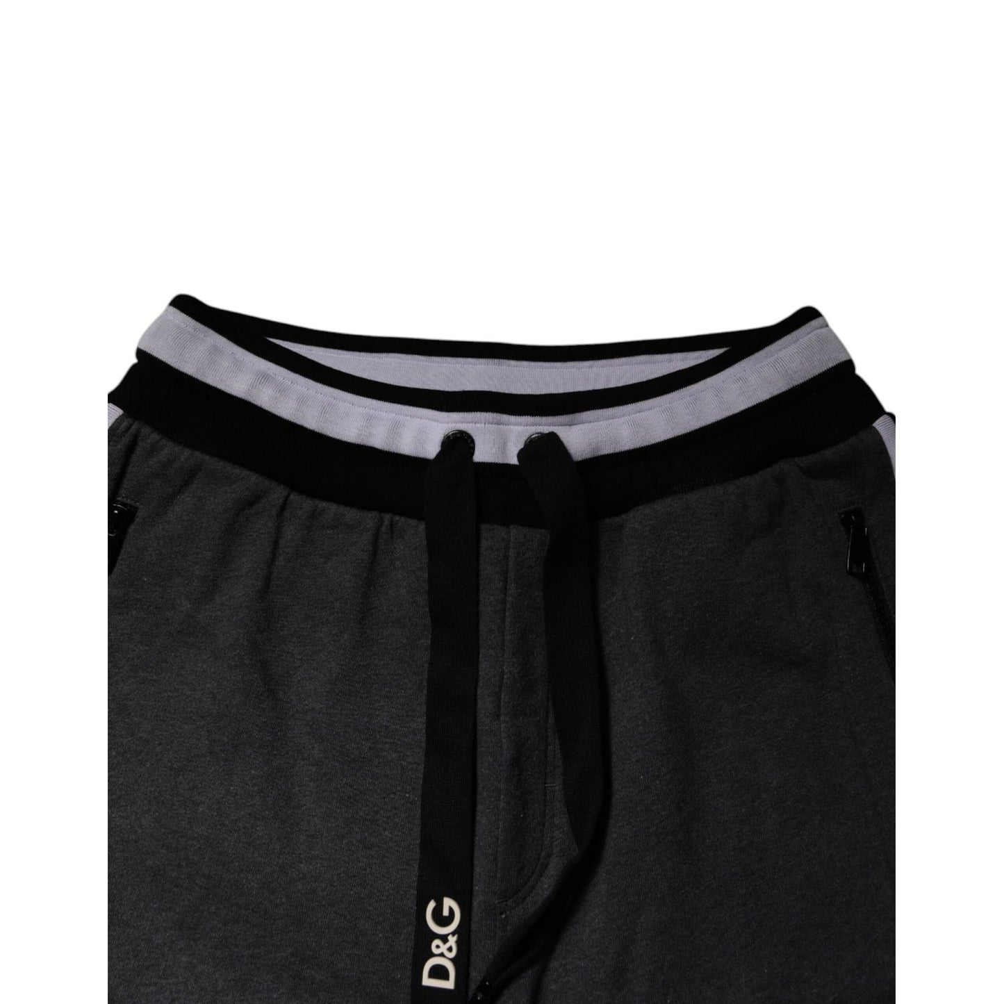 Dolce & Gabbana Black Gray Cotton Layered Men Sweatpants Pants