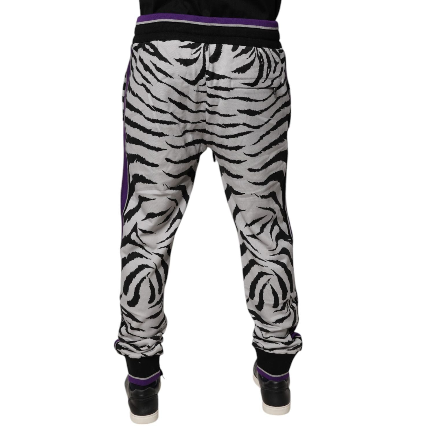 Dolce & Gabbana Black White Zebra Men Jogger Sweatpants Pants