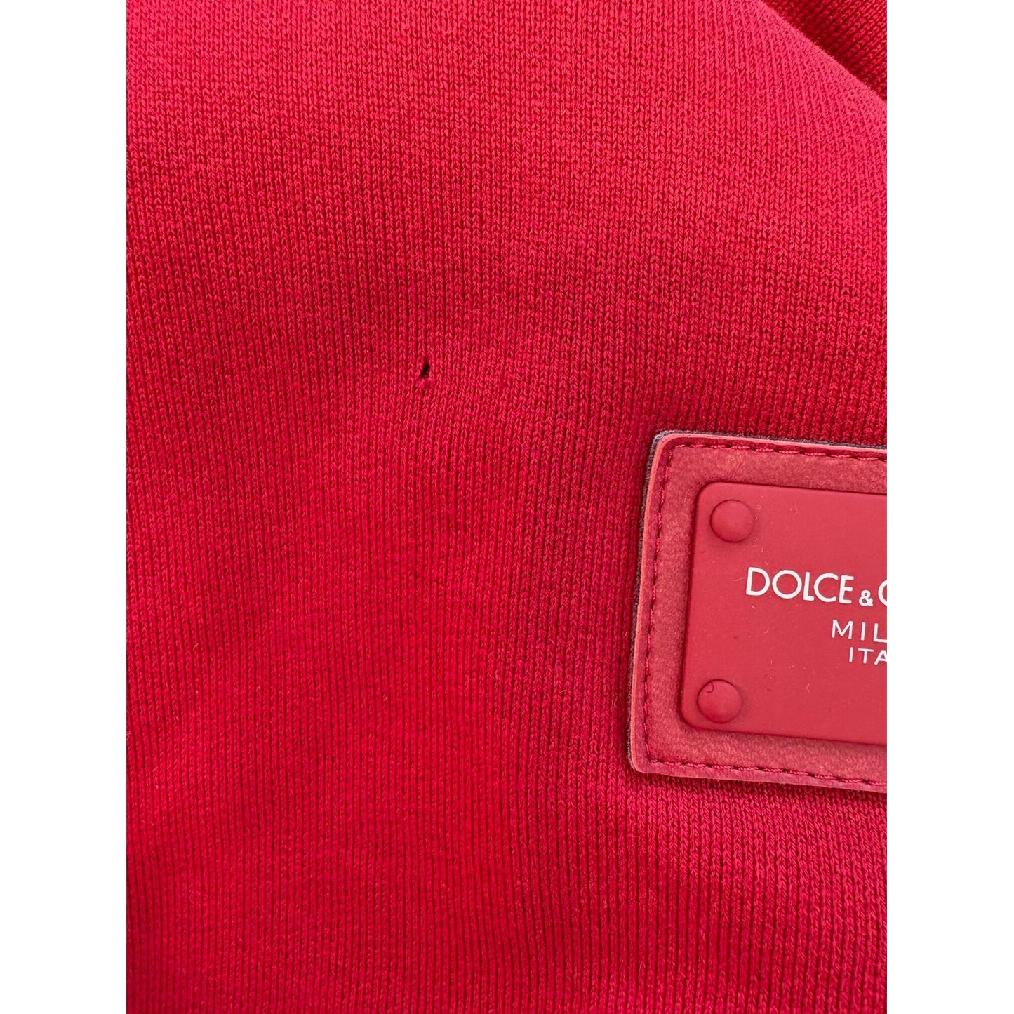 Dolce & Gabbana Red Cotton Logo Hooded Sweatshirt Sweater