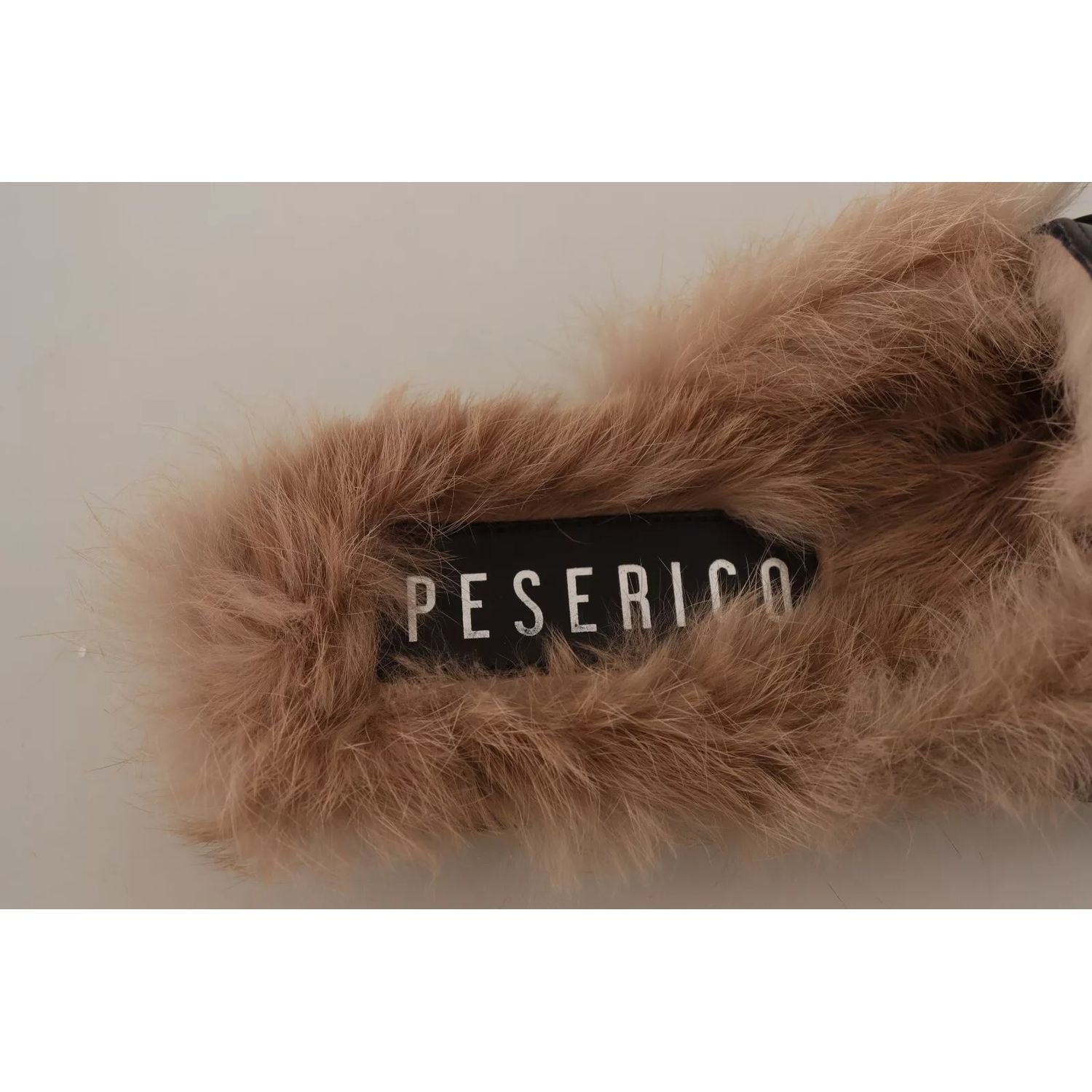 Peserico Black Leather Fur Perforated Slip On Flats Shoes