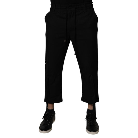 Dolce & Gabbana Black Polyester Men Cropped Pants