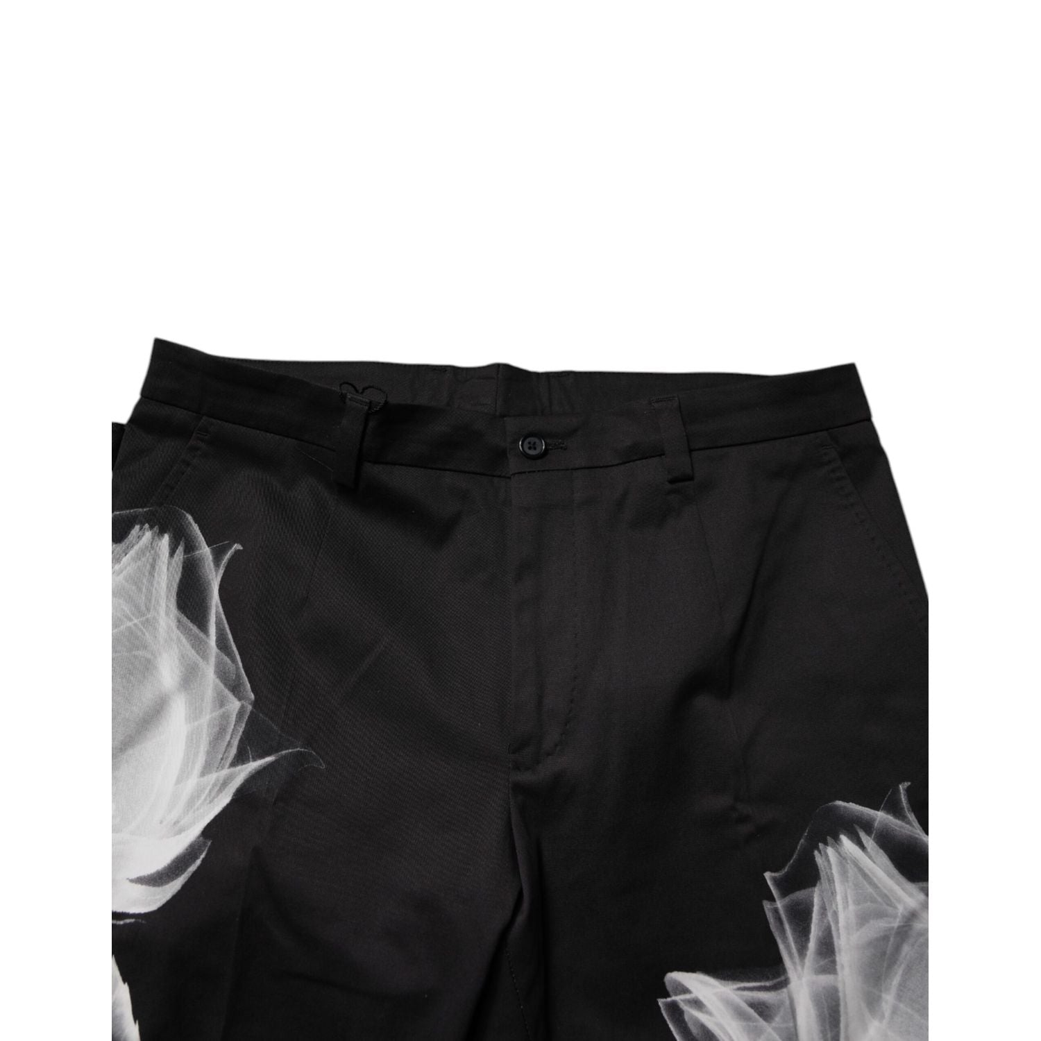 Dolce & Gabbana Black Cotton Floral Skinny Dress Pants