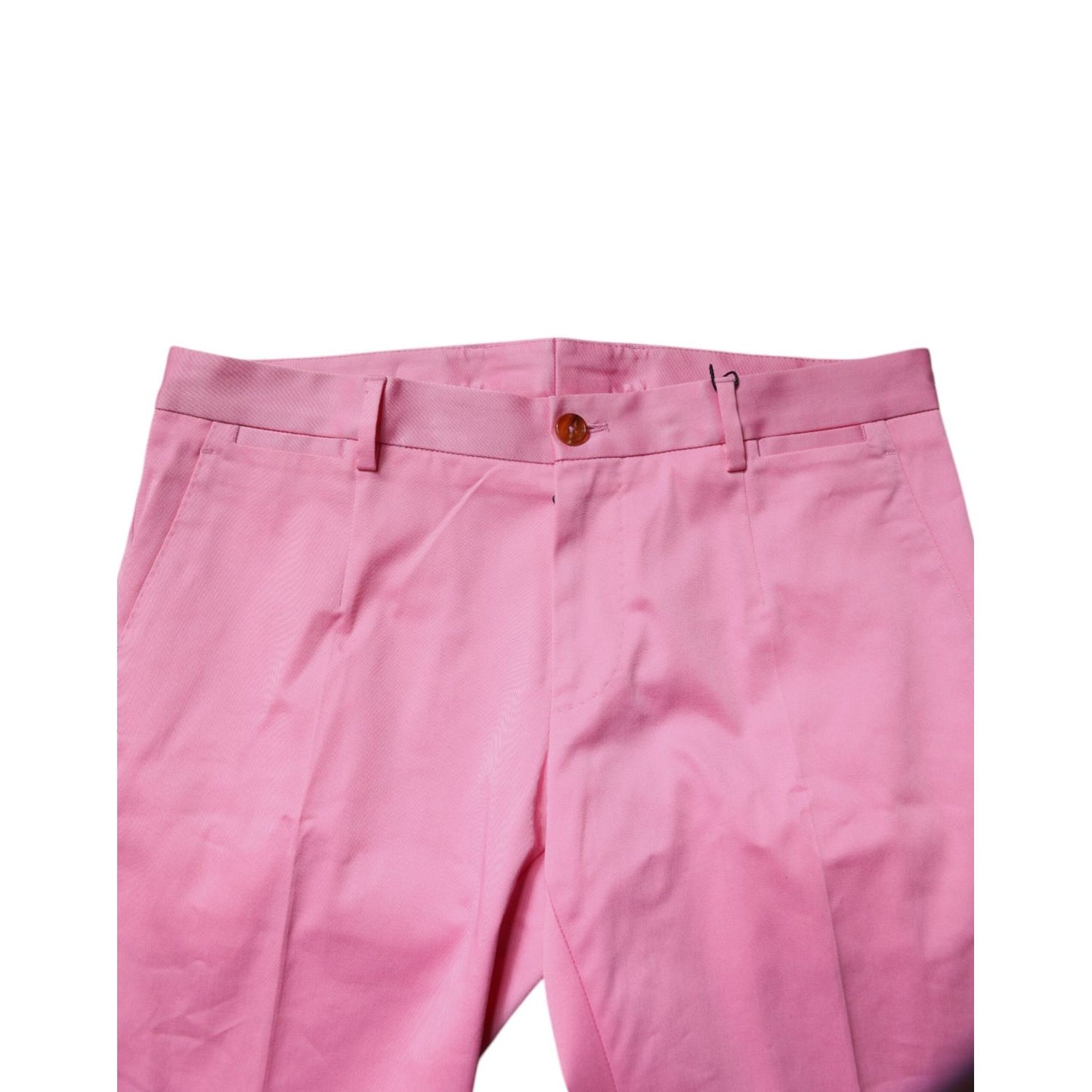 Dolce & Gabbana Pink Cotton Slim Fit Men Dress Formal Pants