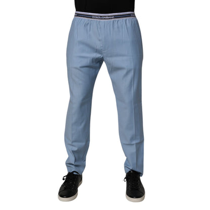 Dolce & Gabbana Blue Cotton Stretch Chino Pants