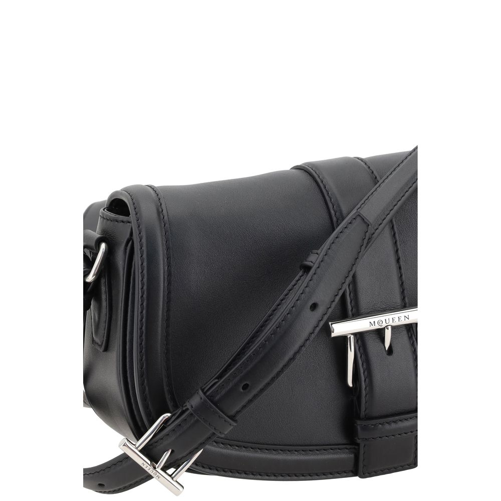 Alexander McQueen Black Calf Leather Bos Taurus Shoulder Bag