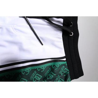 Dolce & Gabbana White Green Men Jersey Sweatshorts Shorts