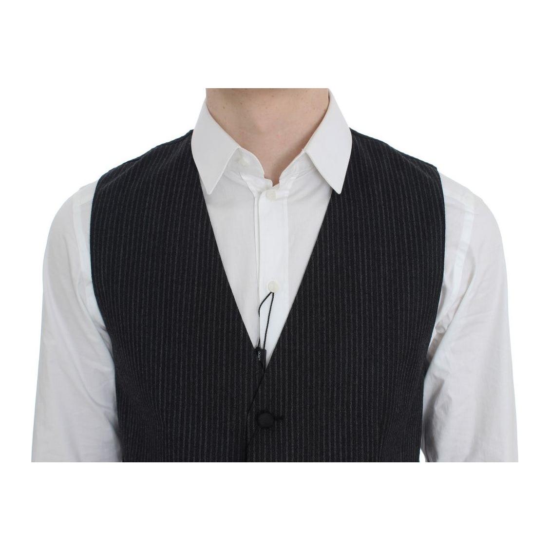 Dolce & Gabbana Gray Striped Formal Vest