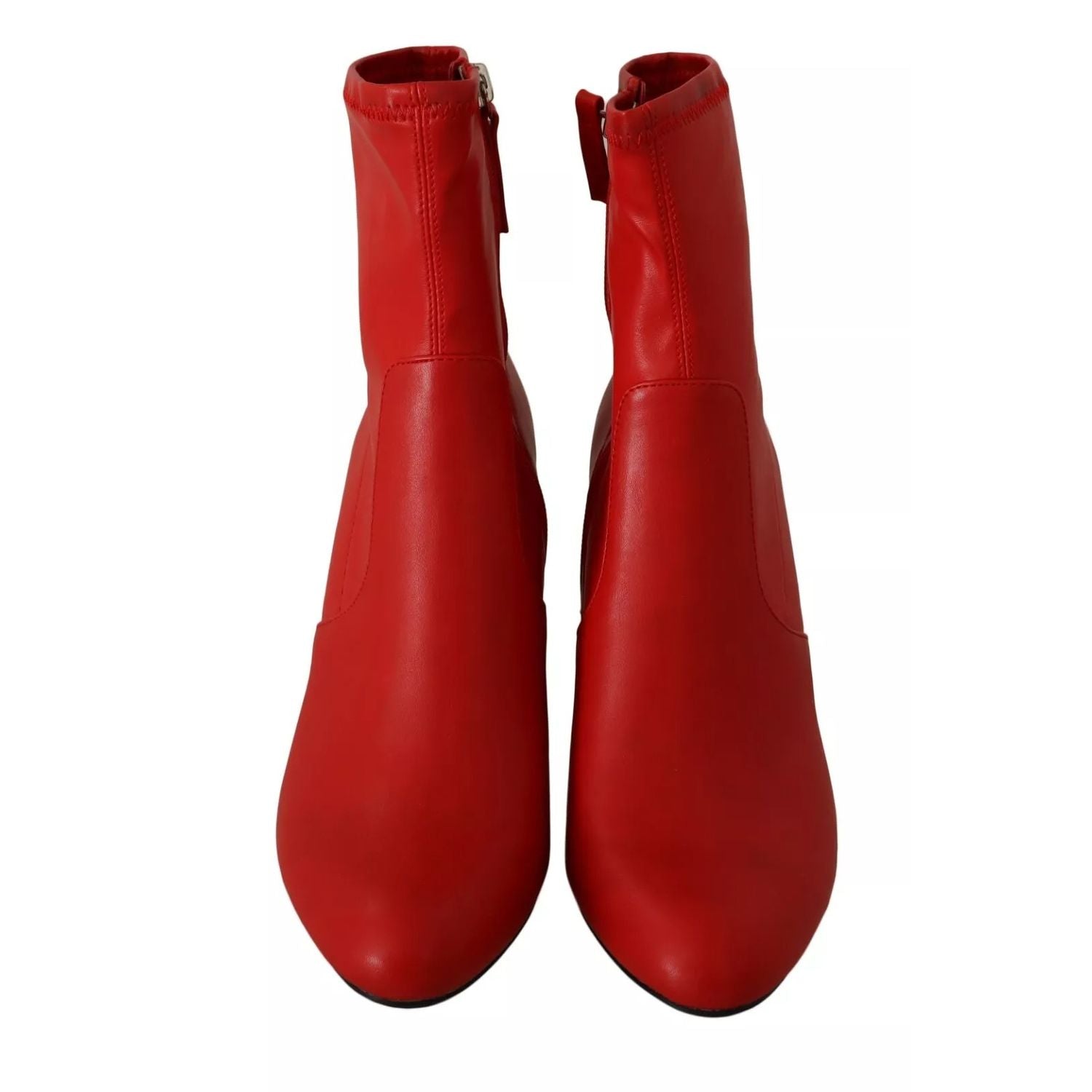 Steve Madden Red Leather Block Heels Ankle Boots Shoes