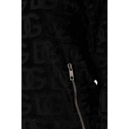 Dolce & Gabbana Black Logo Monogram Full Zip Bomber Jacket
