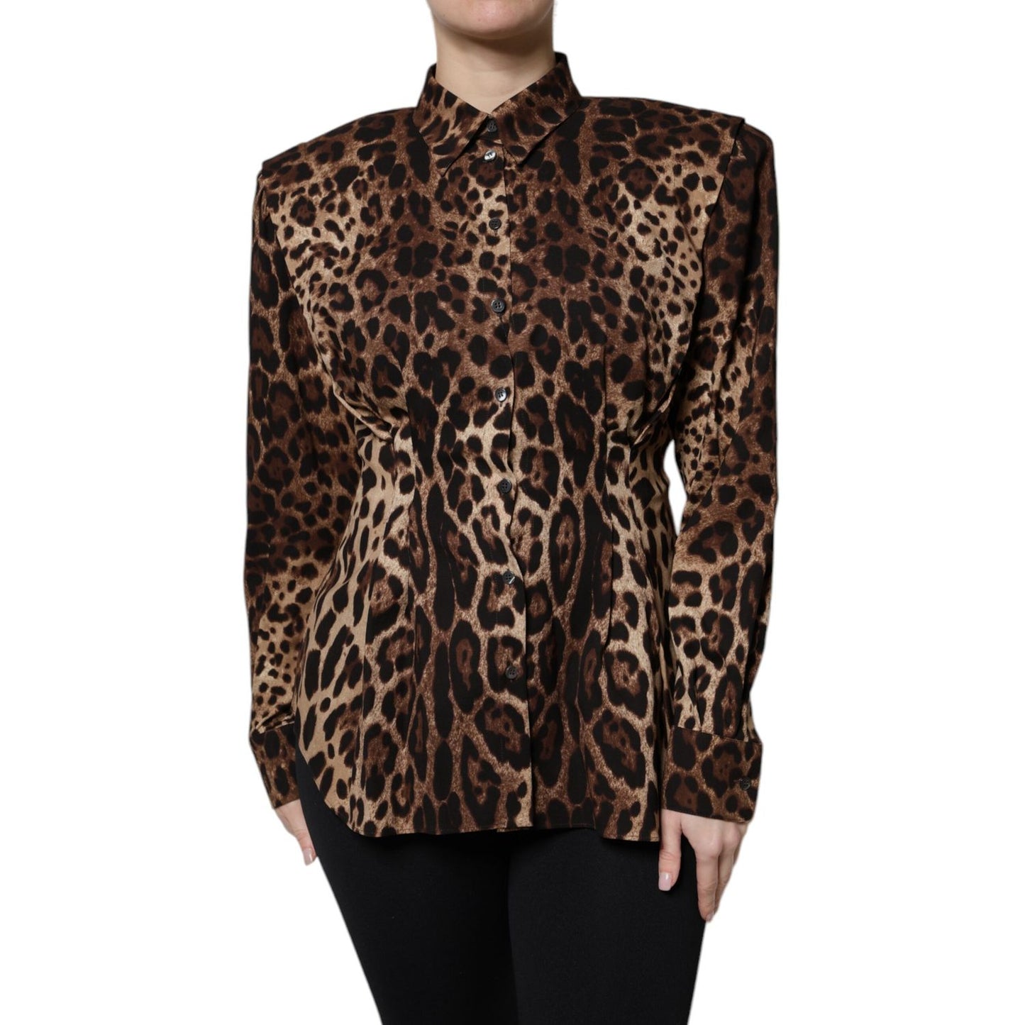 Dolce & Gabbana Brown Leopard Silk Button Down Coat Jacket