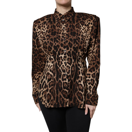 Dolce & Gabbana Brown Leopard Silk Button Down Coat Jacket JKT41388-36