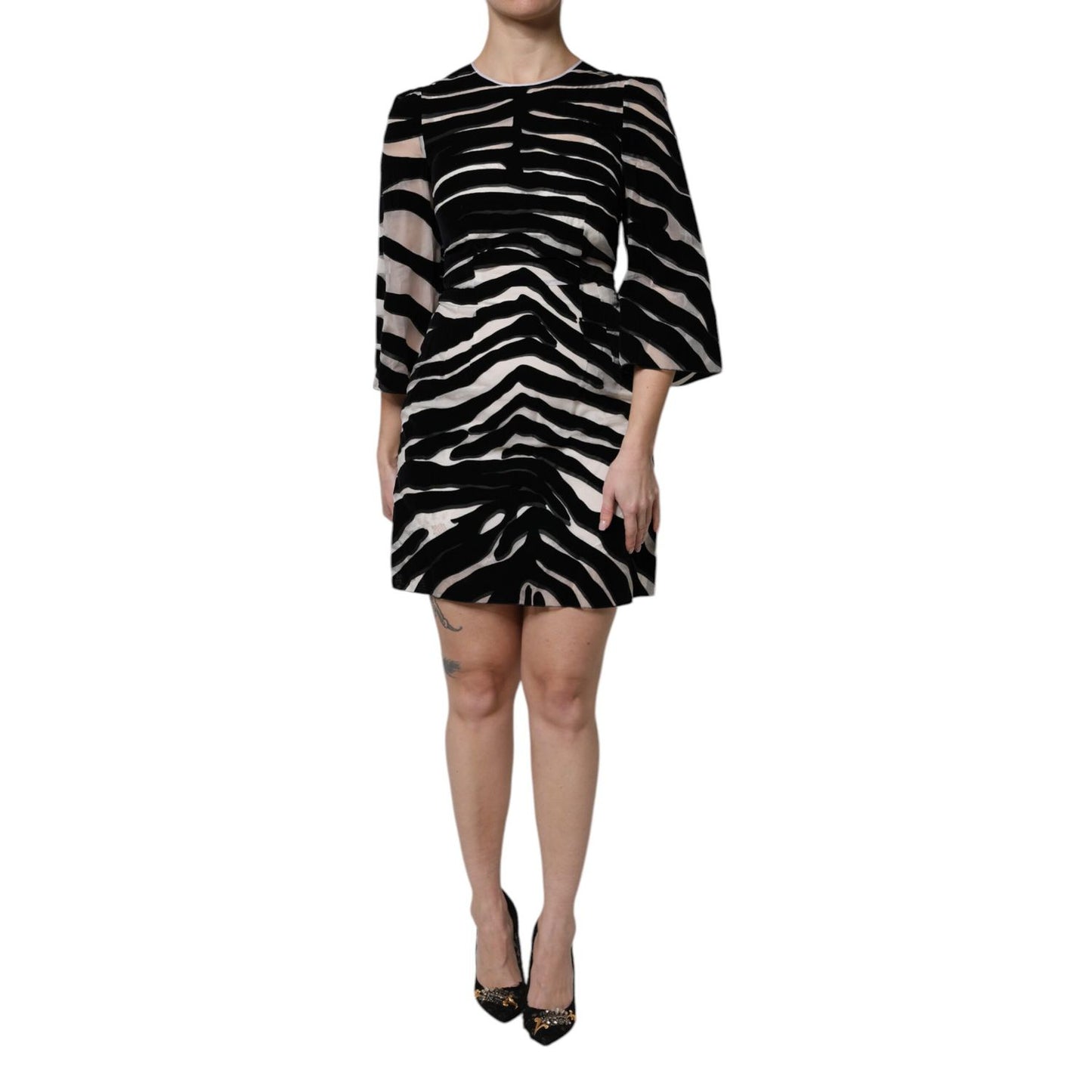 Dolce & Gabbana Black White Zebra A-line Sheath Mini Dress