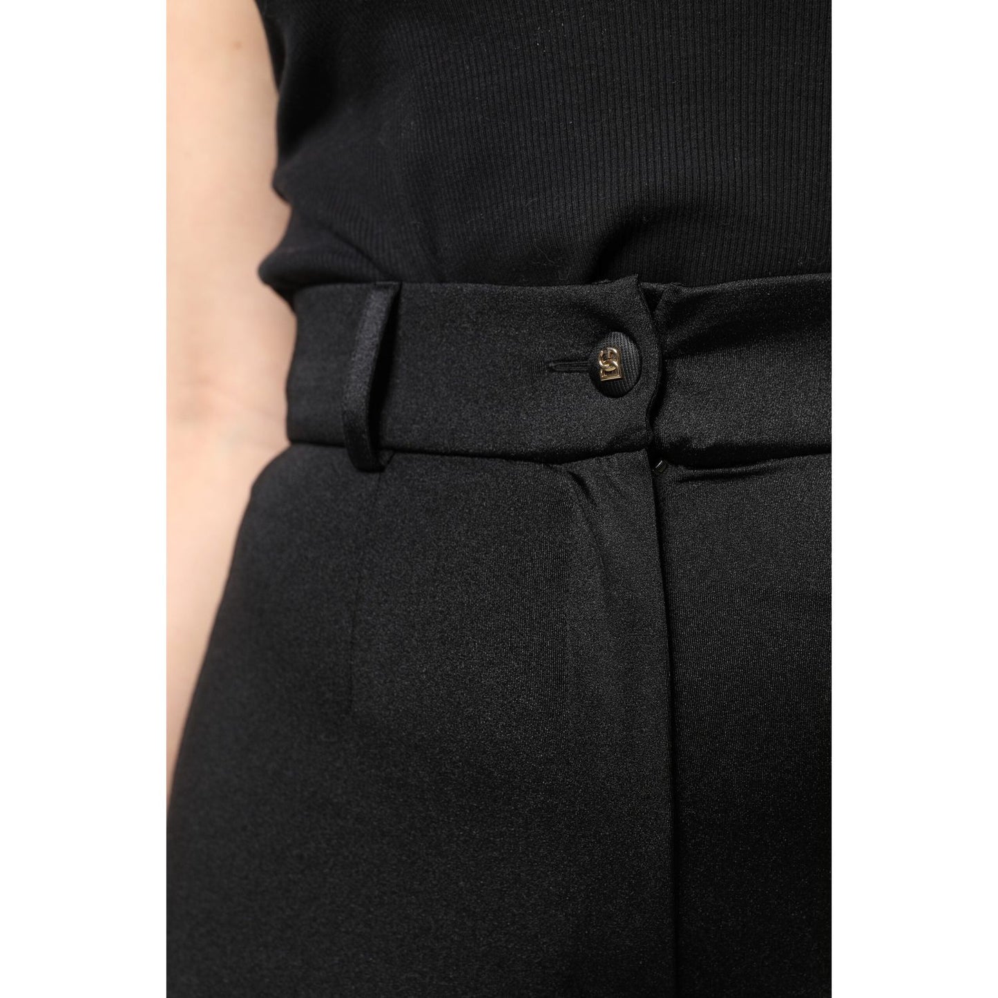 Dolce & Gabbana Black Nylon High Waist Slim Fit Pants