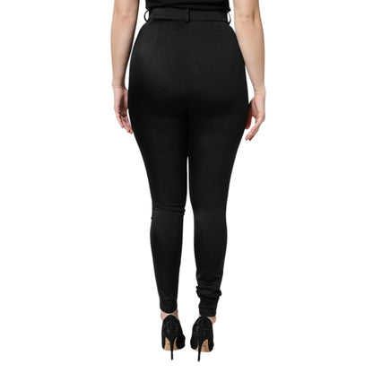 Dolce & Gabbana Black Nylon High Waist Slim Fit Pants