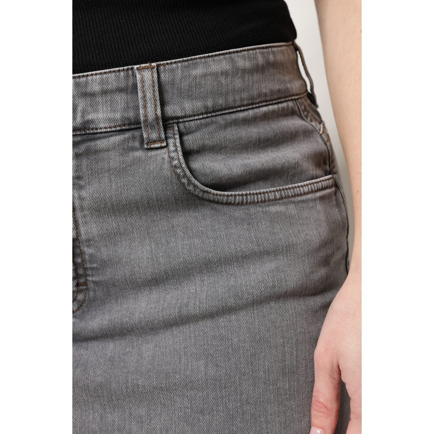 Dolce & Gabbana Gray Cotton Stretch Mid Waist Denim Mini Skirt
