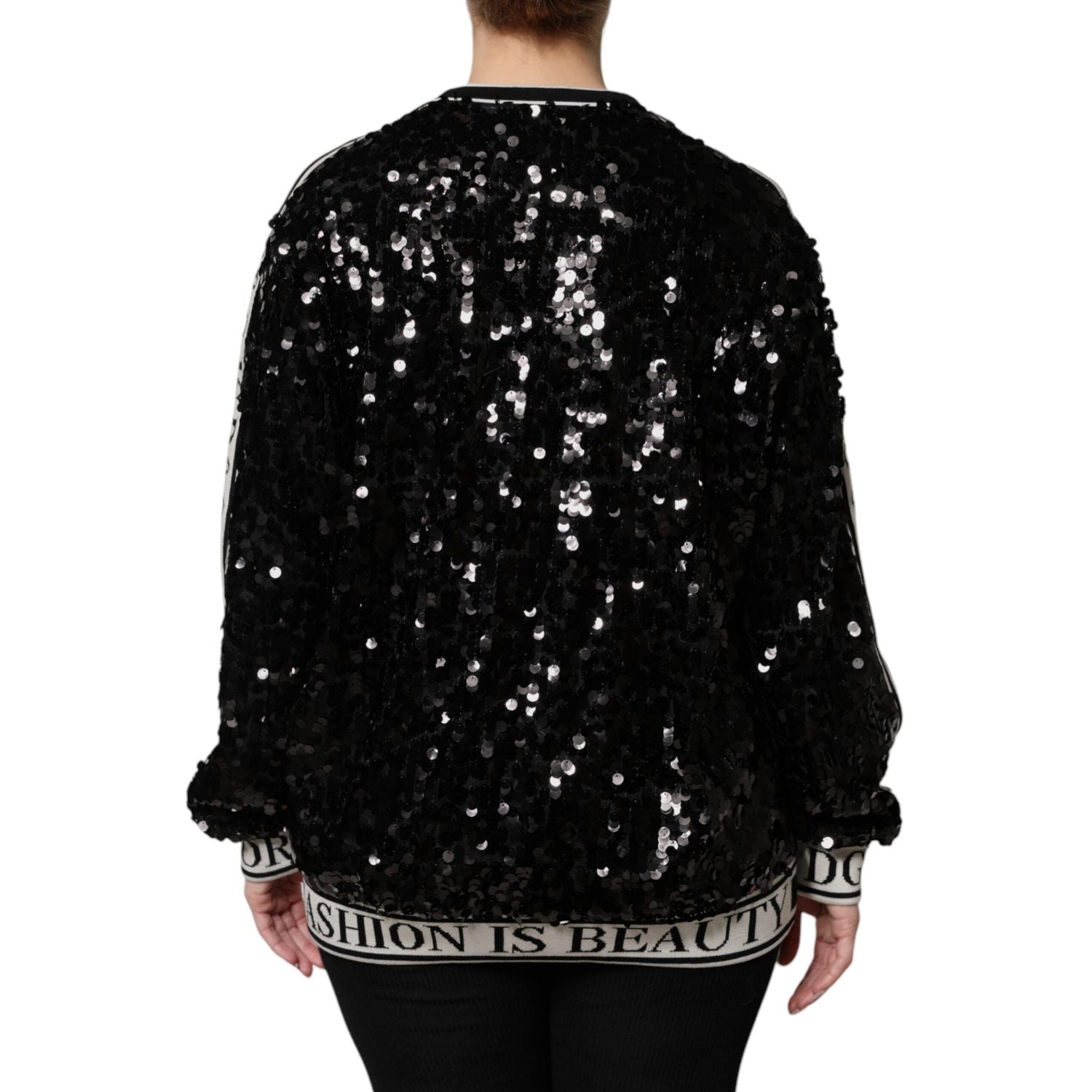 Dolce & Gabbana Black DG Queen Sequin Pullover Sweater