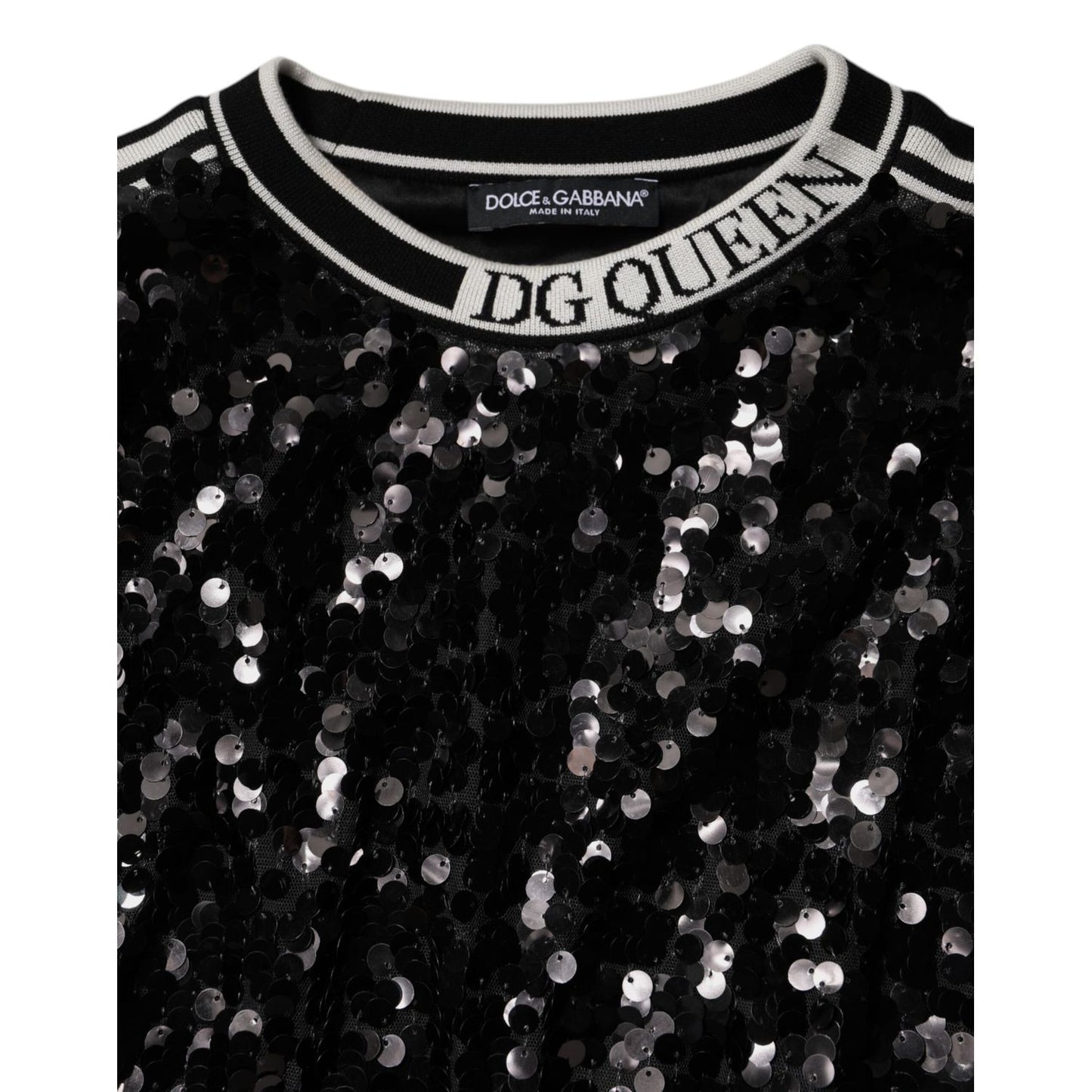 Dolce & Gabbana Black DG Queen Sequin Pullover Sweater