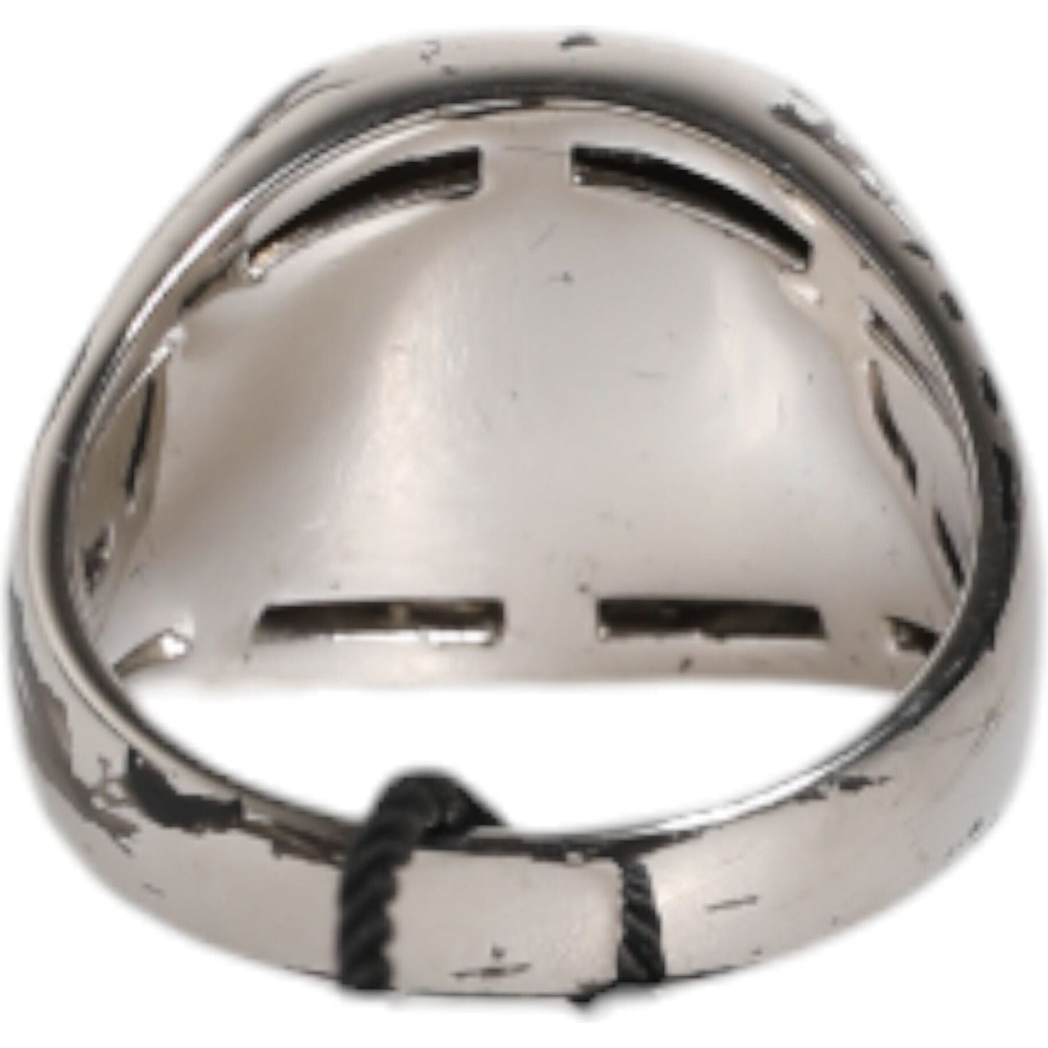 Dolce & Gabbana Silver Tone Engraved Two Color Real Brass Ring