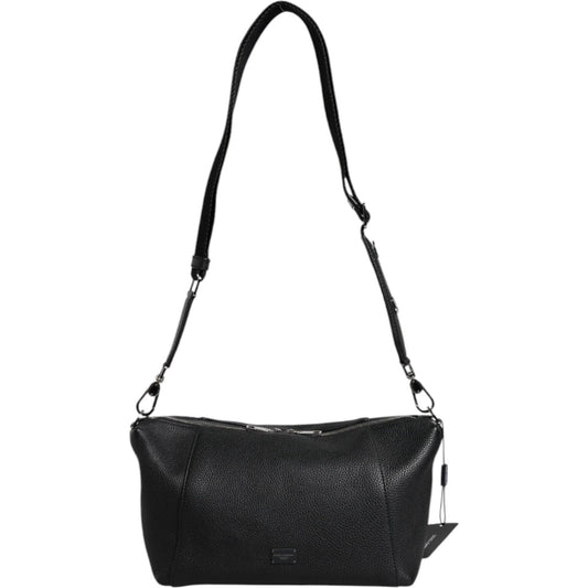 Dolce & Gabbana Black Leather Logo Plaque Shoulder Crossbody Bag BAG4325