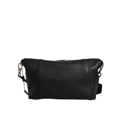 Dolce & Gabbana Black Leather Logo Plaque Shoulder Crossbody Bag