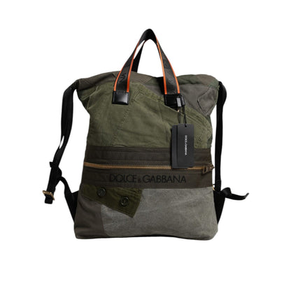 Dolce & Gabbana Military Green Patchwork Rucksack Backpack Bag