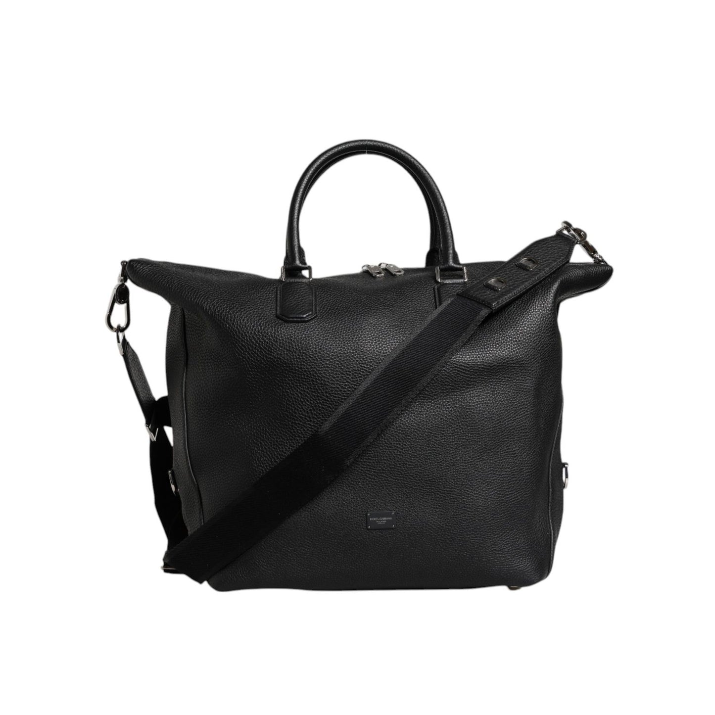 Dolce & Gabbana Black Calfskin Leather Hand Shoulder Duffle Bag