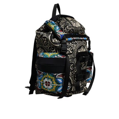 Dolce & Gabbana Multicolor Maiolica Print Nylon Backpack Bag